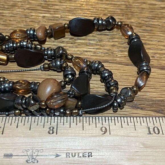 Handcrafted Hand Beaded Glass Bead Multi Strand Necklace + Earrings - Picture 3 of 3